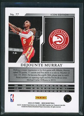 2022-23 DEJOUNTE MURRAY 22/99 PANINI NOIR ICON EDITION | eBay