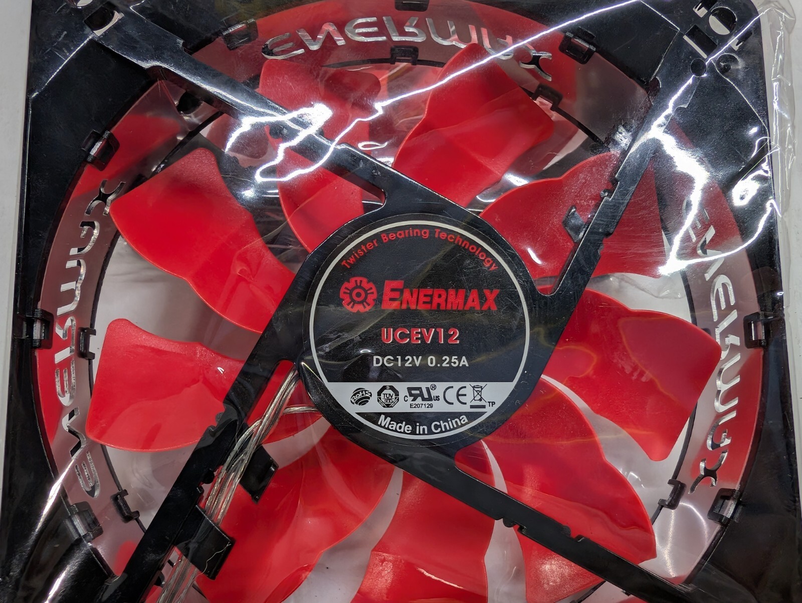 Lot of TWO Enermax UCEV12 Twister Red Fire 120mm Case Fan 12V 0.25A