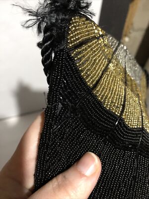 Andre Cellini Beaded Purse And Belt Set Black Gold Silver  display picture 3