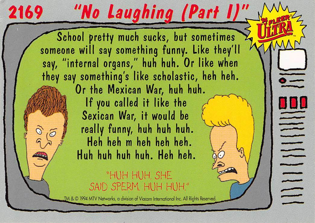 Beavis and Butt-Head 1994 Fleer Ultra Trading Card #2169 No