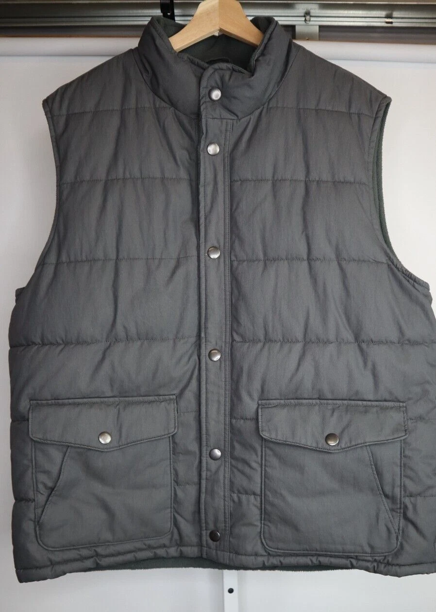 Gap Vest Mens Sz XL Gray Fleece Lined Puffer Snap Outdoors Casual