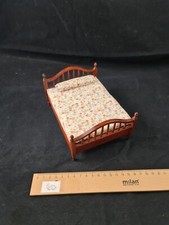 Bett Doppelbett Schlafzimmer Puppenhaus Puppenstube Holz alt