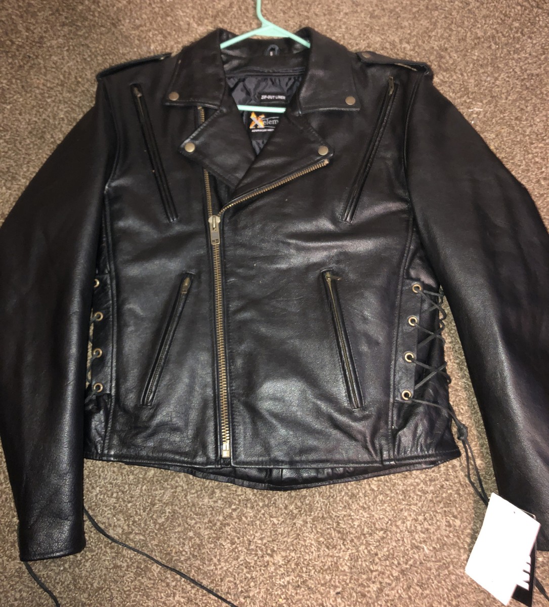 Xelement B7210 'Cool Rider' Men's Black Vented Leather Motorcycle