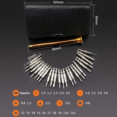 Juego de mini destornilladores de precisión 25 en 1 herramientas de reparación teléfono gafas reloj computadora portátil - Imagen 3 de 15