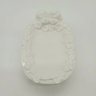 6'' Jubilee Los Angeles Cherub Porcelain Trinket Tray Flowers White