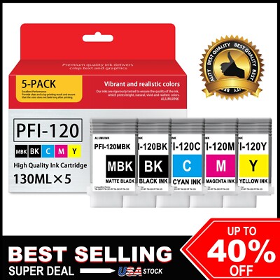 PFI-120 Ink Tank Set(5-Pack, 130-ml) Compatible for Canon TM-300 TM-200 TM-205