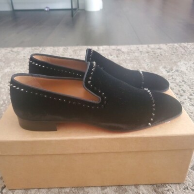 Christian Louboutin Dandeton Spikes Black Velvet Loafers  display picture 2