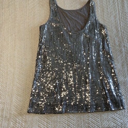 Free People kleines silberfarbenes Paillettenkleid Mini-Schaufel niedriger Rücken Trikot gefüttert - Bild 9 von 9