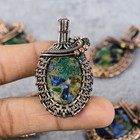 Copper Azurite Malachite Gemstone Pure Copper Wire Wrap Handmade Pendant Gift