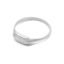 Vanessa Lianne Diamond 'WTF' Signet Silver Ring. New! Ship Free!