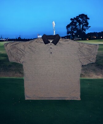 FALCON BAY CLUBHOUSE Men's Golf Polo Shirt PLUS Size 1X GEOMETRIC Black Brown 