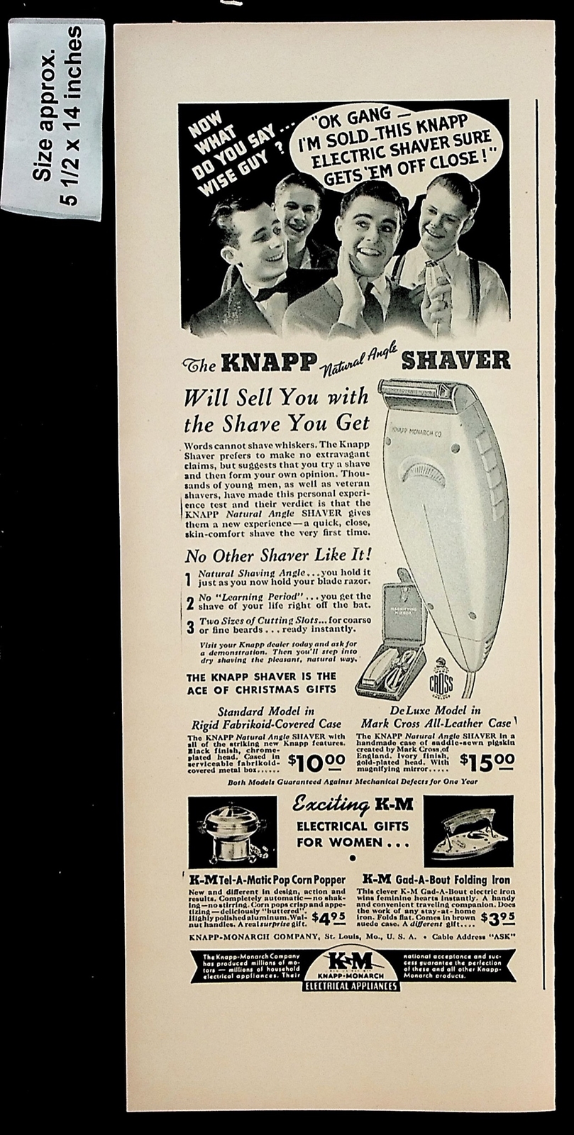 Electric Man Shaving Vintage Print Ad 39513