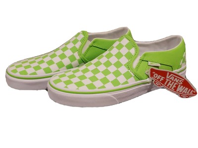 vans green checkered slip on