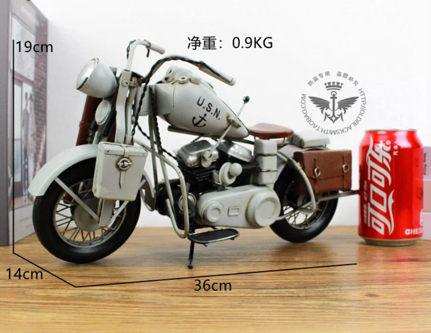 1/8 Handmade Ironwork 1945 Harley Navy Motorcycle Model Ornament - Image 4 of 4