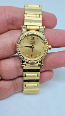 Movado Vizio 18K Yellow Gold Watch with Gold Face and Diamond