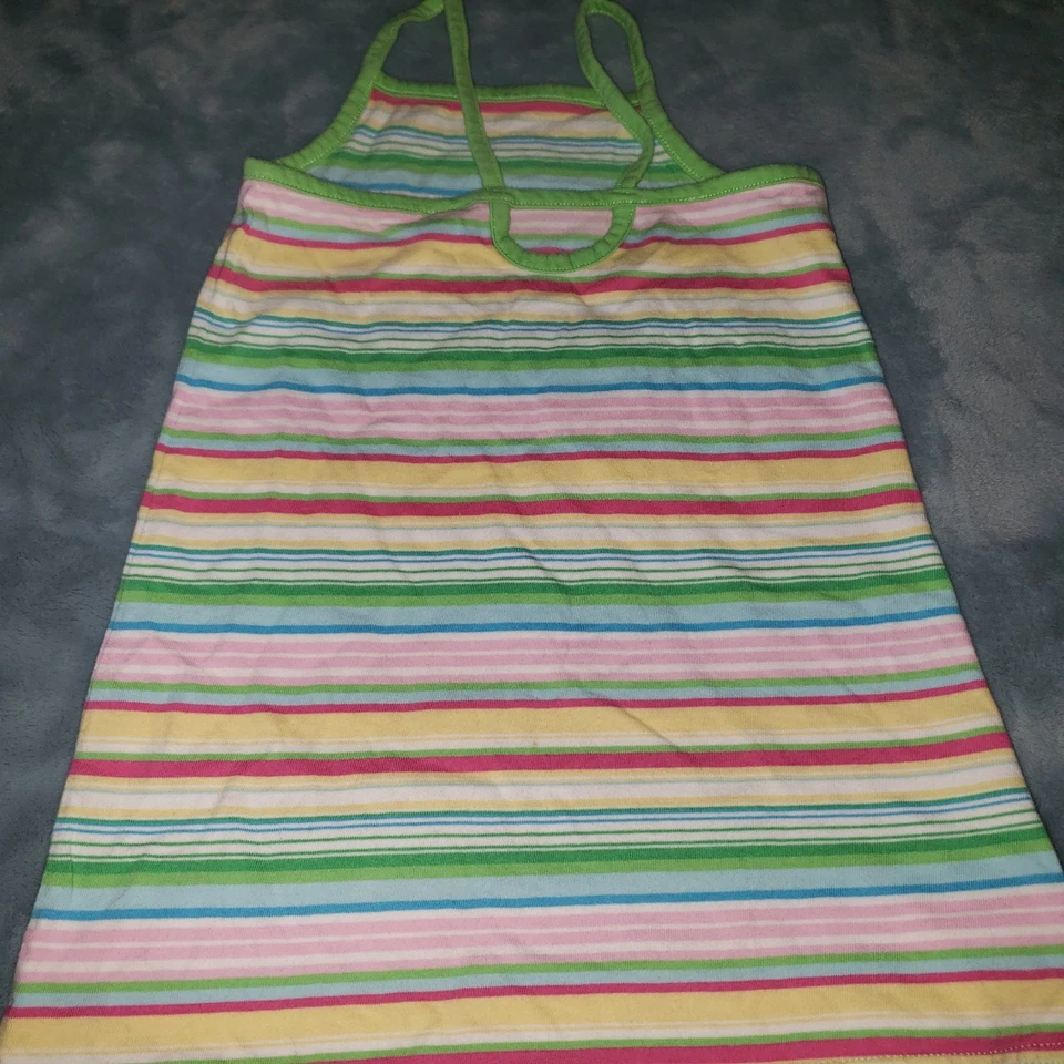 Vestido Vintage Circo 3T Niñas Bebé Correa Espagueti Retro Rayas Verde Amarillo Rojo Foto 4 de 4