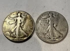 (2) Walking Liberty Half Dollars Coins– 90% Silver – Circulated – Lot of 2 A11