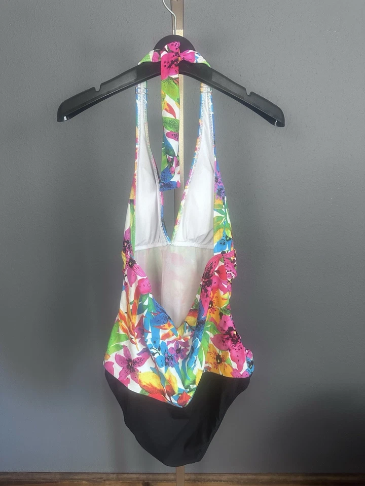 Танкини CHAPS мужские размер 12 1 шт. с бретелью через шею яркие с цветочным узором гавайские пляжные круизные - Изображение 4 из 4