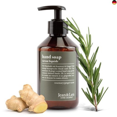 Jean & Len Handseife Rosemary & Ginger, reinigt beanspruchte Hände, für die t