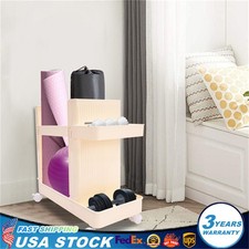 Yoga Mat Storage Rack Home Gym Equipment Workout Equipment Organizer w/ Wheels