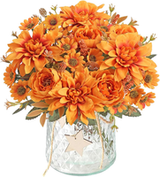 2 BüNdel Kunstblumen Wie Echt KüNstliche Pfingstrosen Orange Blumen Dahlien Blum