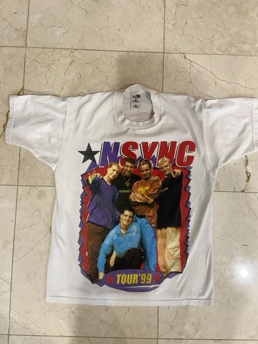 NSYNC Men's T Shirt 1999 Tour Pop Music Boy Band 90's Vintag 1990s vintage concert t-shirt, vintage, size L, single stitch, B+ condition