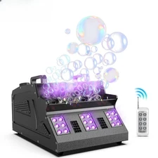 1500W Bubble Fog Machine 8 RGB 3IN1 LED Smoke Bubble Machine DMX Stage Light US