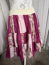Vintage 80s Square Dance Square Up Fashions Patchwork Pink Floral Lace Sz Small