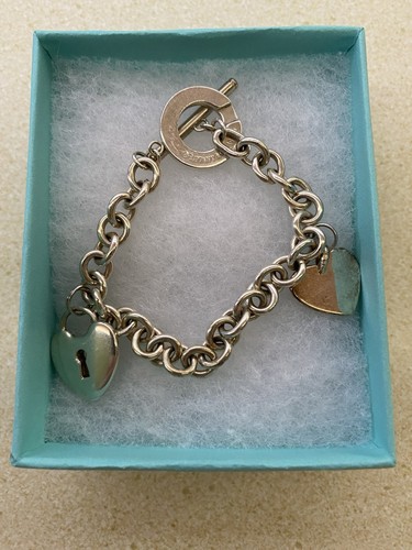 Tiffany & CO SILVER 925 HEART/PENDANT TAG & TOGGLE BRACELET 7.25”