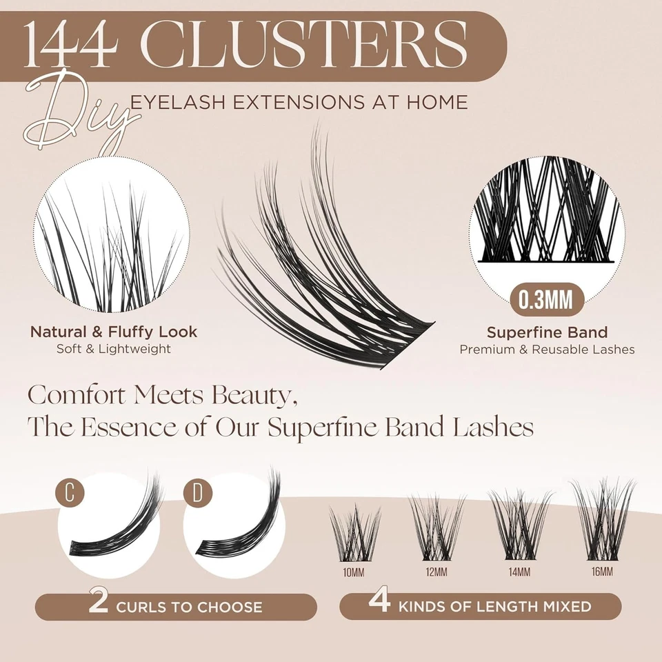 3-Pack LASHVIEW 432 Pcs Cluster Lashes Extensions Kit, Mega Volume, Reusable 🔥 - Image 3 of 4
