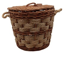 Harrods Wicker Laundry Basket with Lid Used