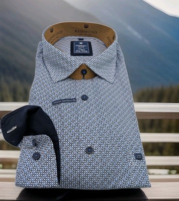REDMOND Langarm Hemd Gr. XL 43/44  Kentkragen  Blau Muster Regular Fit