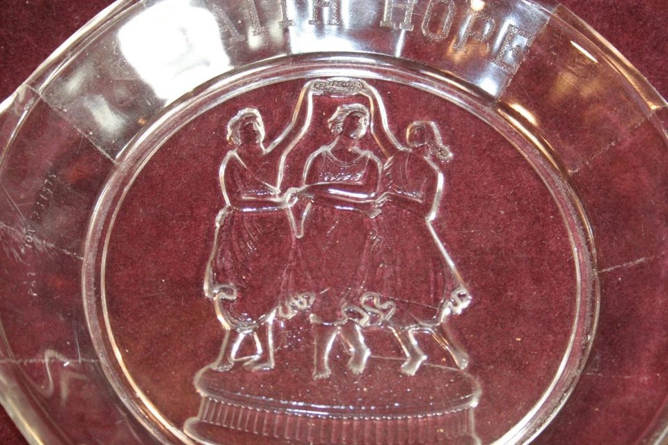 EAPG BREAD PLATE 3 GRACES FAITH HOPE & CHARITY Patent 1875 - Image 3 of 4