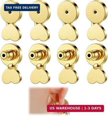 8PCS Earrings Backs for Studs, Ymapinc Adjustable Gold Earring Backs for Heavy E