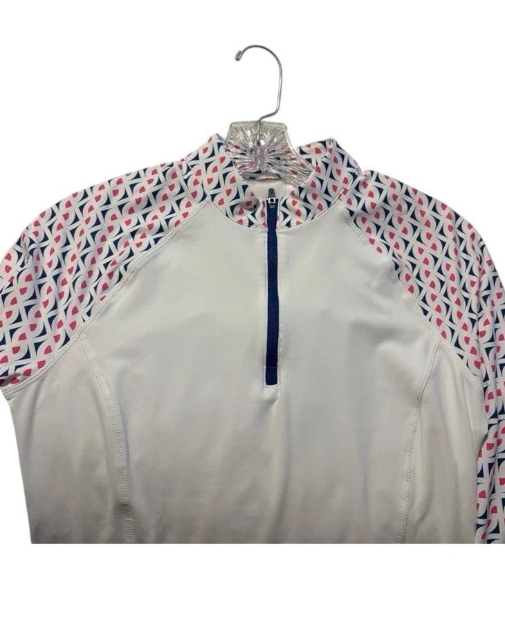 Top de golf pequeño Kyodan Active manga larga 1/4 cremallera elástica UPF 50+ secado rápido múltiple Foto 3 de 4