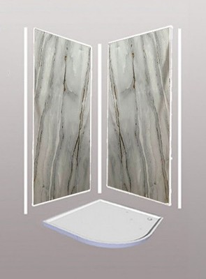 Duschwandpaneele Set goldgrau Marmor - 1000 mm x 2,4 m x 10 mm (3-seitige Kabine)