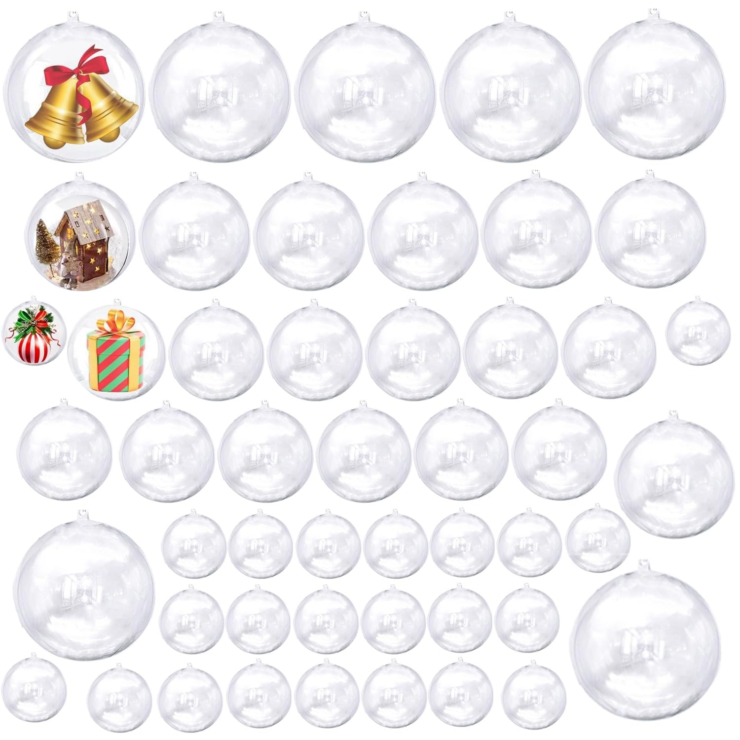 40 PCS Clear Acrylic Ball Ornaments, Plastic Christmas Fillable Ornaments, Tr...