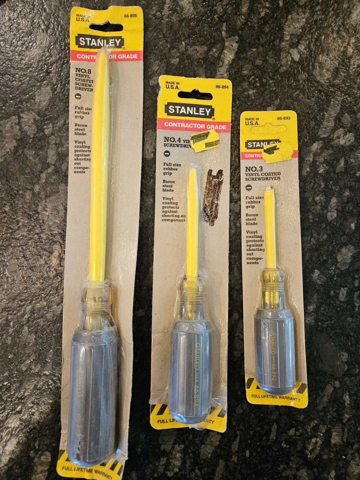 STANLEY 66-894 893 898 VINYL COATED ELECTRICIAN'S FLAT HEAD SCREWDRIVER LOT