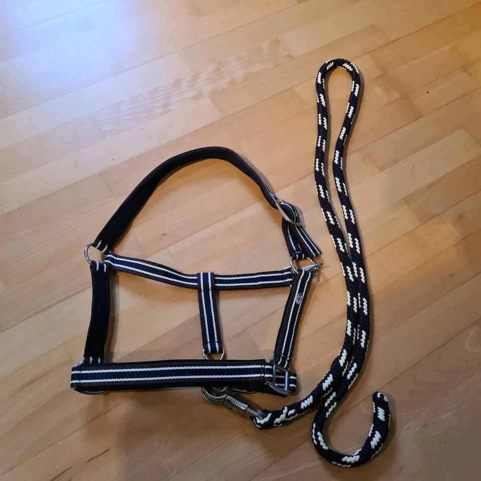 Ponyhalfter Showmaster mit STRICK, Panikhaken,, NEU, BORDEAUX, BLAU, WEISS - Bild 3 von 4