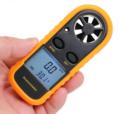 Handheld Anemometer Wind Speed Meter 30m/s Temperature Tester Backlit LCD