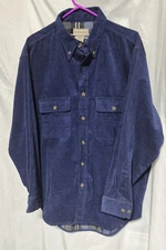 Scandia Woods Jacket / Shirt Blue Corduroy W/ Plaid Flannel Lining Mens Large