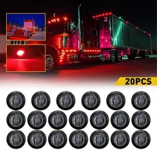 Smoked 3/4" Side Marker Light LED 12V Truck Trailer Round Bullet Light 20pcs/Set