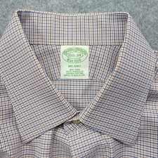 Brooks Brothers Milano 100 American Supima Ginham Style Dress Shirt 15.5/34