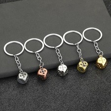 Zinc Alloy Keychain with Colorful Dice and Lucky Charm for Personal Use