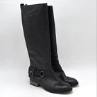 Coach Natale Black Leather Tall Harness Buckle Boots Women's Size 7.5