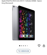 Apple iPad Pro 10.5-inch, Wi-Fi  Cellular, 64GB - Space Gray
