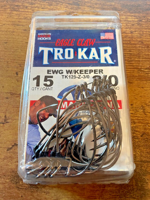 trokar eagle claw ewg w/keeper wide gap hook tk125-z-3/0  value pack
