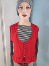 Vintage sehr sch&ouml;ne, rote Trachten Weste Gilet Gr. 40 - 42 Zopfmuster