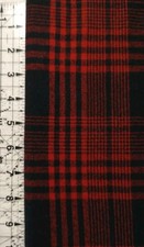REMNANT Red Black Plaid Check Wool Fabric 10" Long x 10" Wide