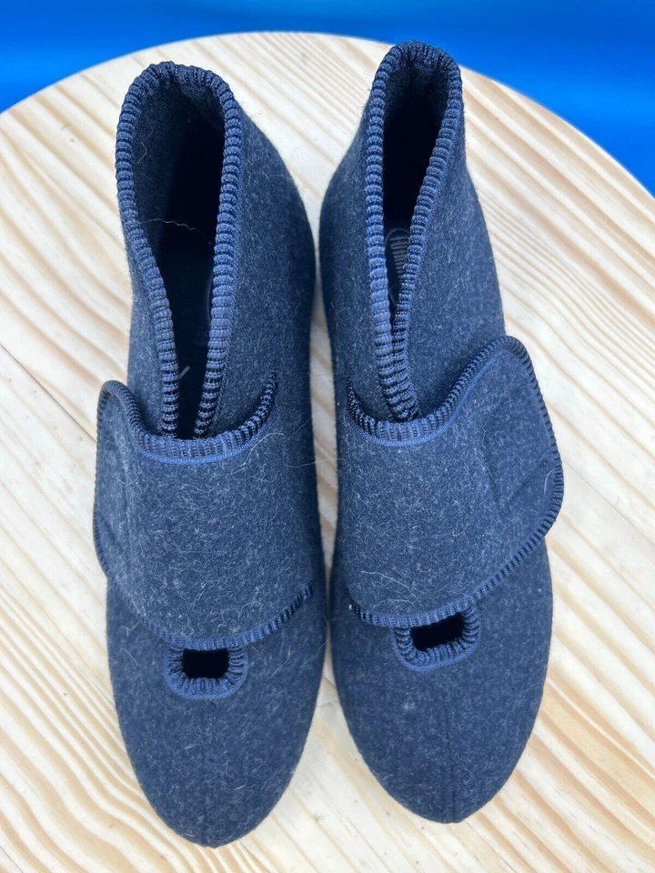 Zapatilla Foamtreads Tradition Para Hombre Talla 8.5 Lana Azul Marino Gancho y Lazo Ajustable Foto 4 de 4